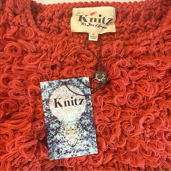 NWT New Knitz for For Love & Lemons Joplin Pullover Sweater Coral Salmon Small - Picture 4 of 13